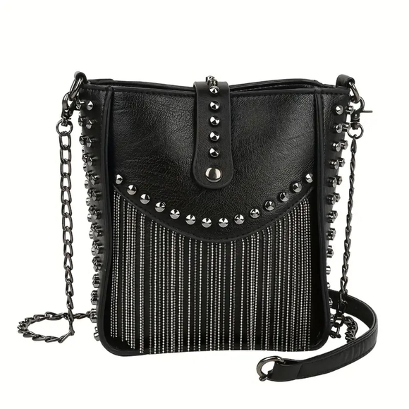 Studded Chain Fringe Bag - Picture 2 of 3